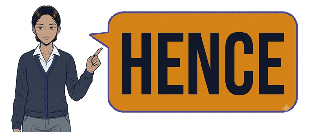 Illustration of Jamie pointing out the instruction word 'hence'
